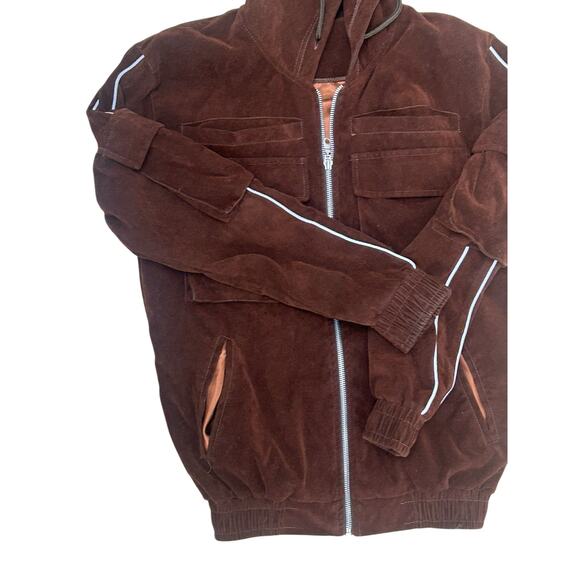 HWLD Hunna Brown Zip Lore Jacket Size Small Chocolate Streetwear - Picture 2 of 8